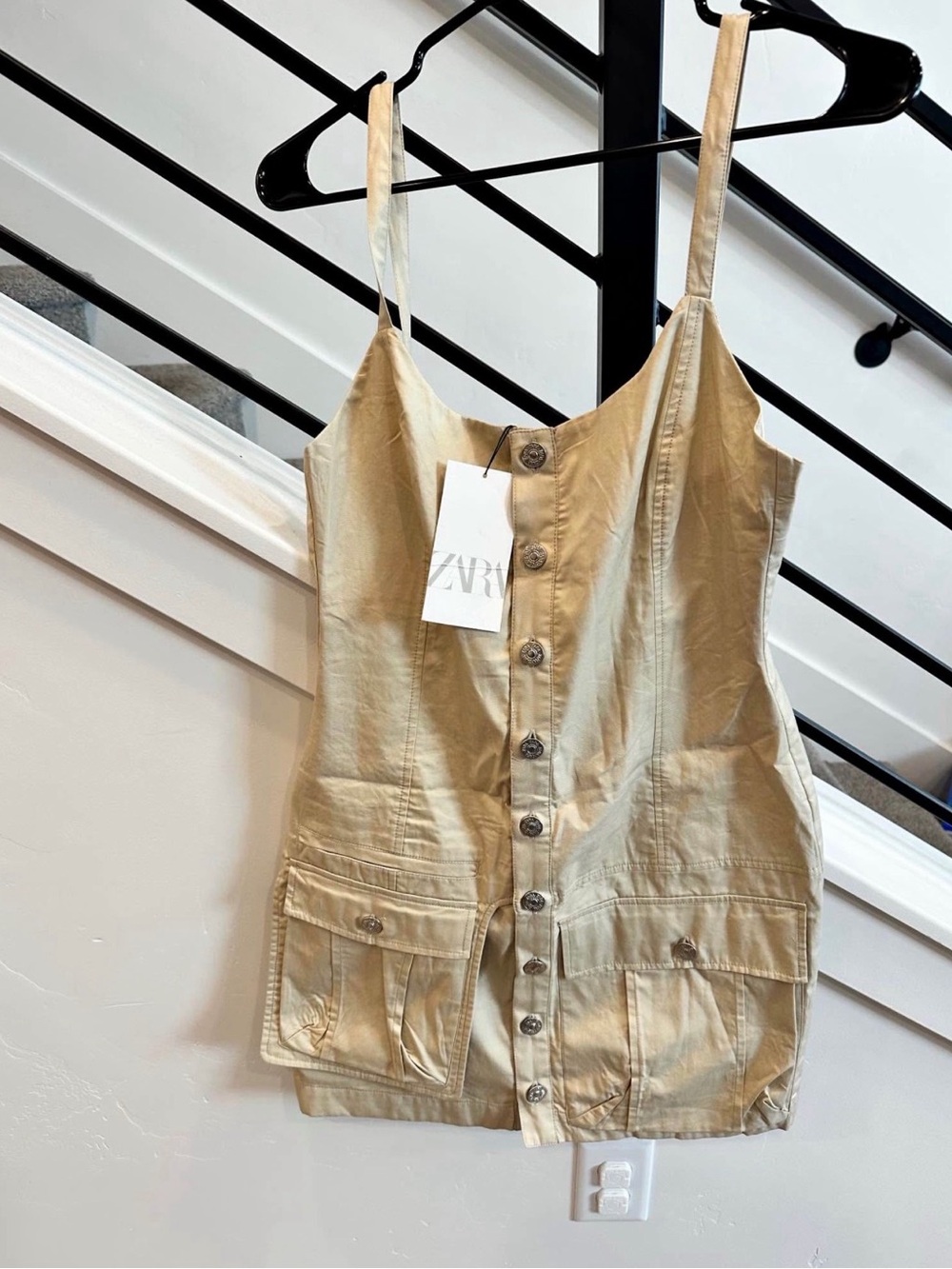 Brand New Zara Beige Button up Mini Dress
